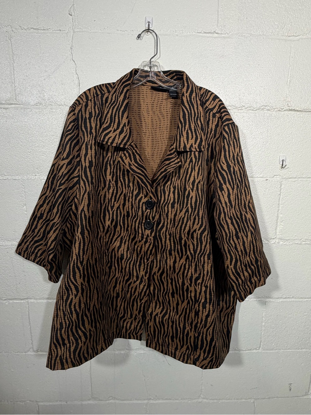 Maggie Barnes Brown and Black Zebra-Print Cape Jacket